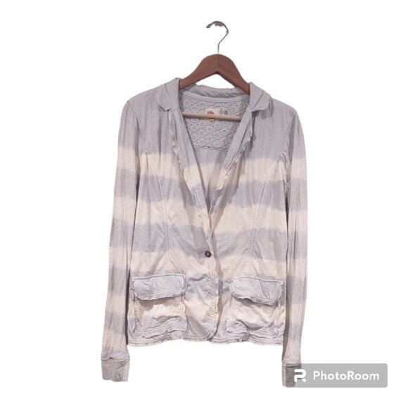 Anthropologie Lilka Blue/White Striped Jacket Size Medium - Picture 3 of 7